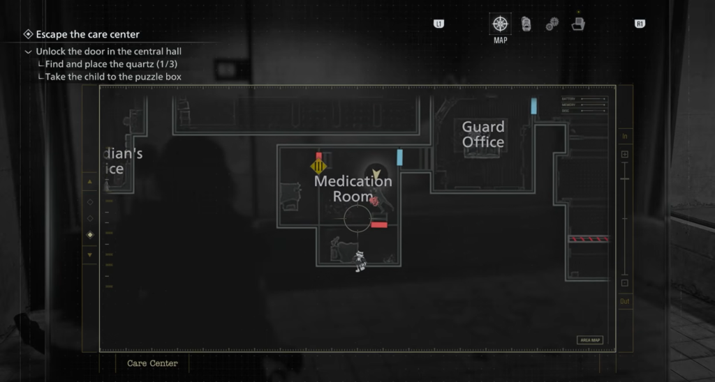 Карта центра ухода с комнатой Medication Room