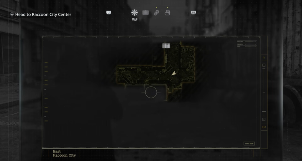 Карта Resident Evil 3 с маршрутом к центру Раккун-Сити
