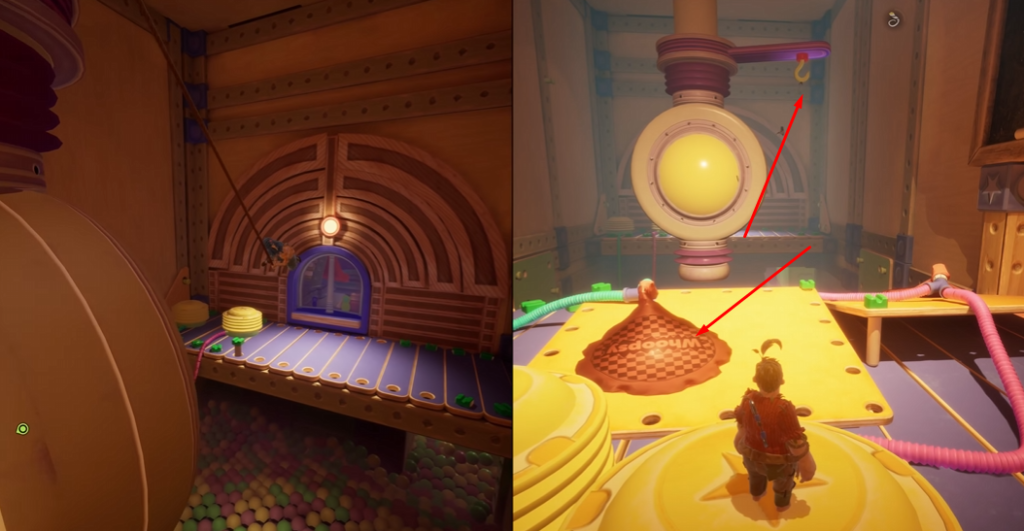 Мэй из It Takes Two стоит на платформе в мастерской