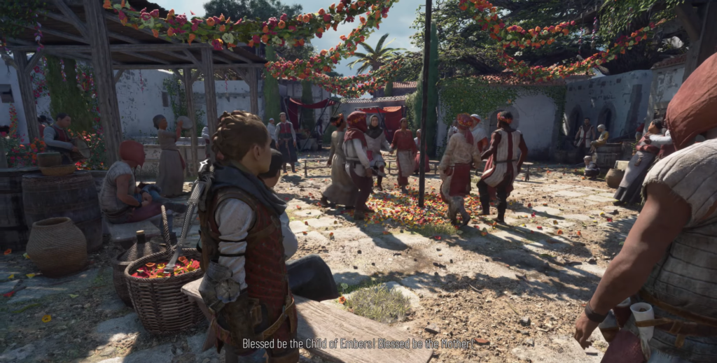 Амиция де Рун наблюдает танцы на площади, A Plague Tale