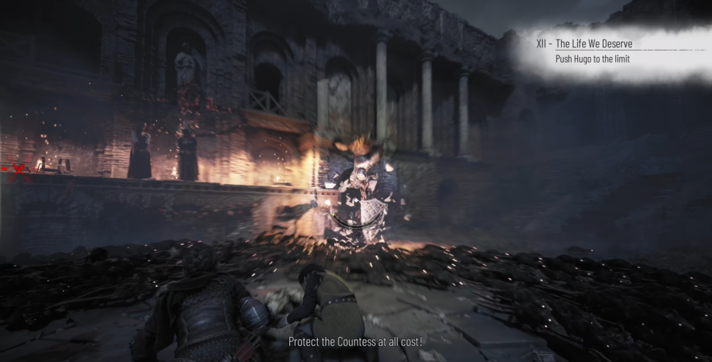 Амиция и Гуго прячутся в горящем амфитеатре A Plague Tale