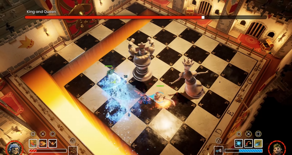 Май и Коди сражаются с королём и королевой на шахматной доске