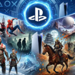 Логотип PlayStation над коллажем персонажей игр и PS5