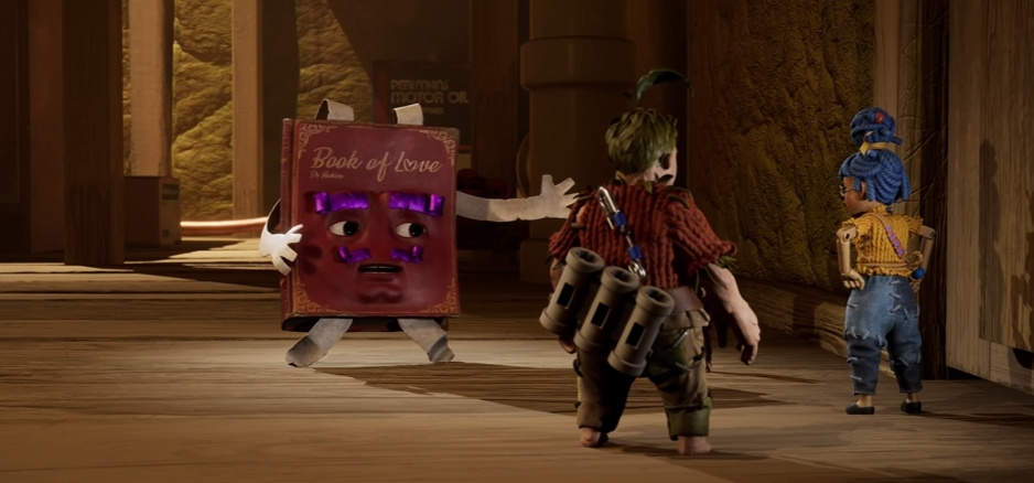 Книга любви из It Takes Two разговаривает в комнате