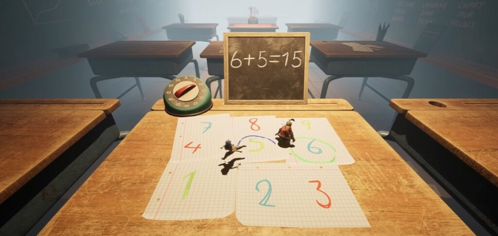 Мэй и Коди из It Takes Two бегут по тетради в классе