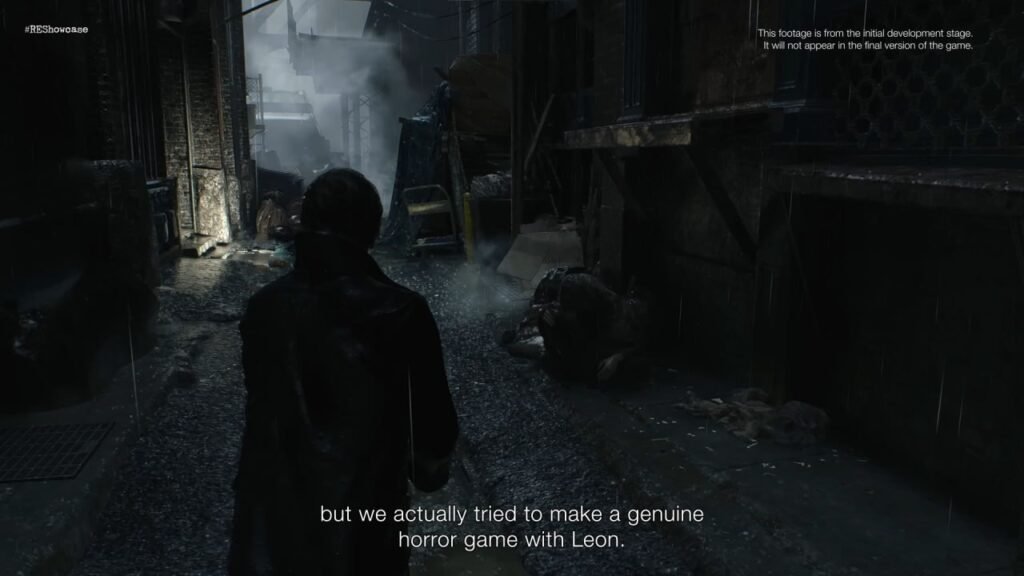 Леон из Resident Evil идет по темному переулку