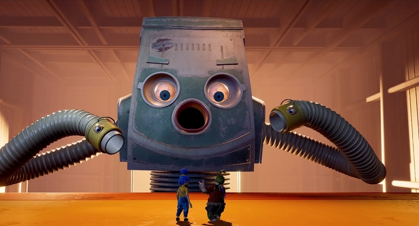 Коди и Мэй из It Takes Two стоят перед роботом